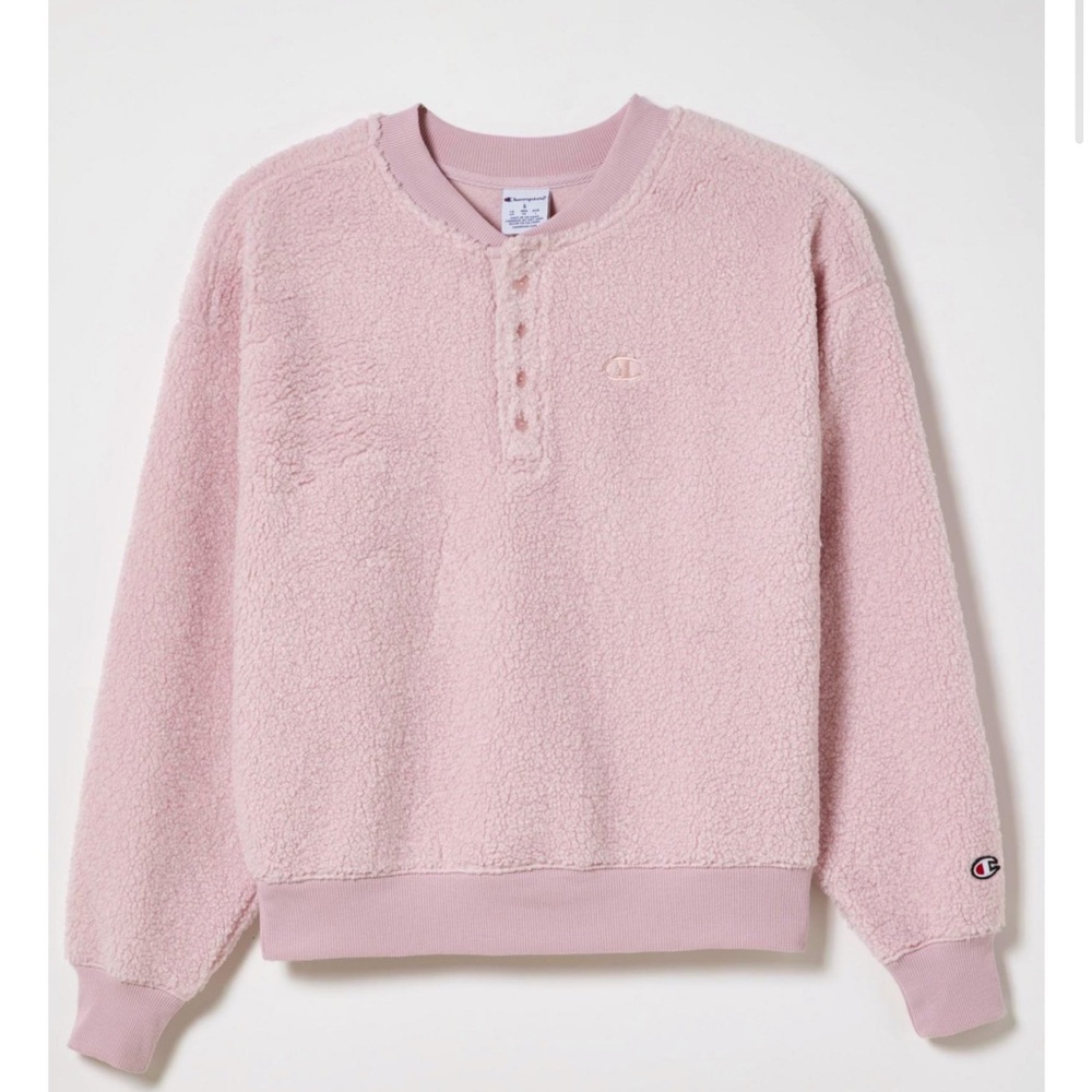 Champion UO Exclusive Teddy Fleece Henley Sweatshirt